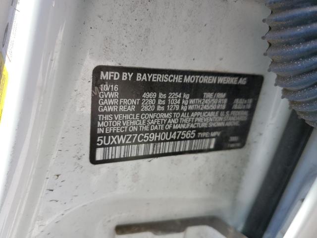 5UXWZ7C59H0U47565 - 2017 BMW X3 SDRIVE2 WHITE photo 10