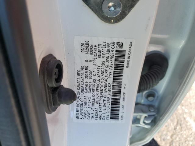 2HGFC2F85LH586836 - 2020 HONDA CIVIC SPOR WHITE photo 10