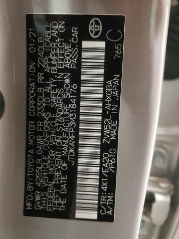 JTDKAMFP3M3184176 - 2021 TOYOTA PRIUS PRIM 银色 照片 10