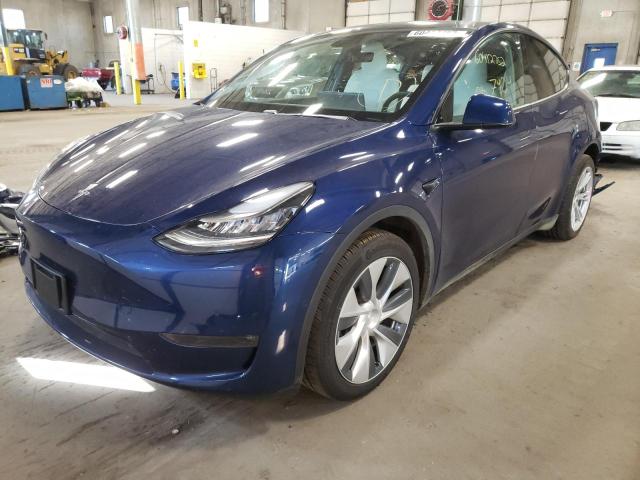 5YJYGDEE3LF032490 - 2020 TESLA MODEL Y BLUE photo 2