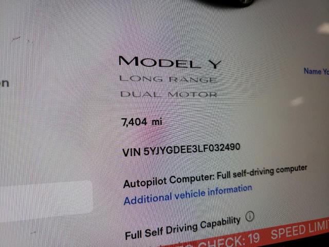 5YJYGDEE3LF032490 - 2020 TESLA MODEL Y BLUE photo 8