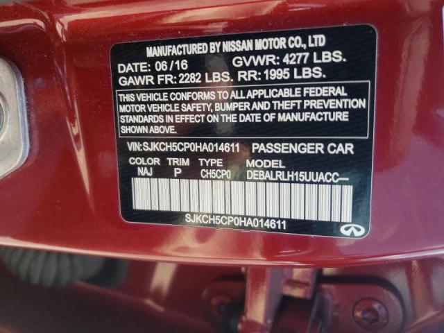 SJKCH5CP0HA014611 - 2017 INFINITI QX30 BASE BURGUNDY photo 10