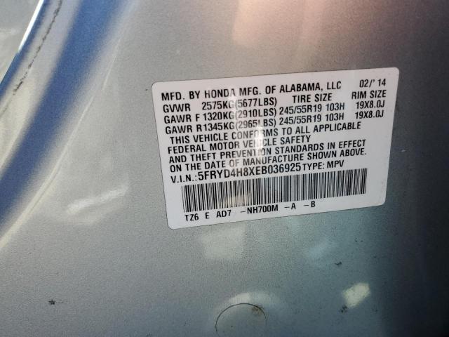 5FRYD4H8XEB036925 - 2014 ACURA MDX ADVANC SILVER photo 10