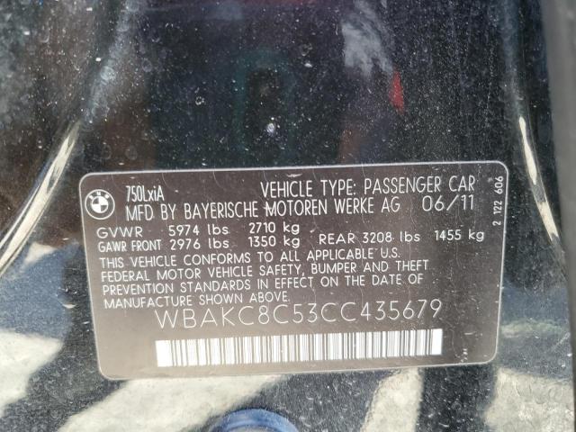 WBAKC8C53CC435679 - 2012 BMW 7 SERIES Черный фото 10
