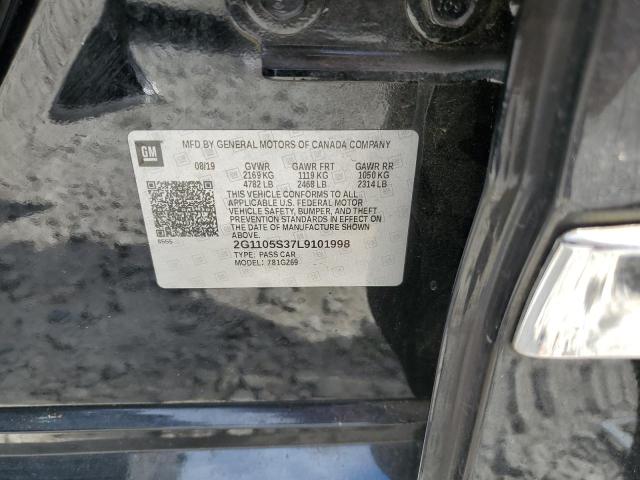 2G1105S37L9101998 - 2020 CHEVROLET IMPALA PRE შავი ფოტო 10