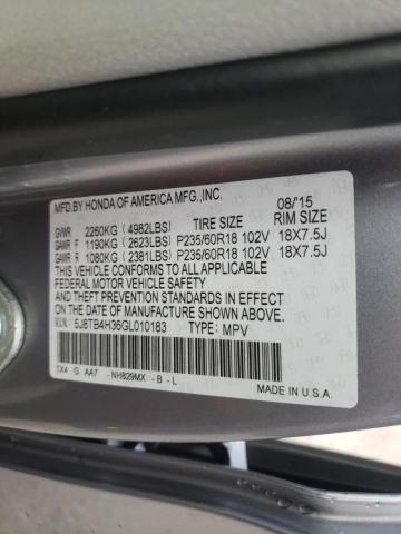 5J8TB4H36GL010183 - 2016 ACURA RDX SILVER photo 10