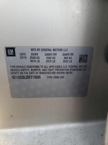 1G11C5SL2EF218566 - 2014 CHEVROLET MALIBU 1LT 金色 照片 10