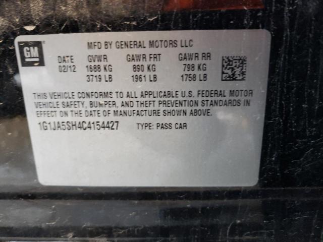 1G1JA5SH4C4154427 - 2012 CHEVROLET SONIC LS BLACK photo 10