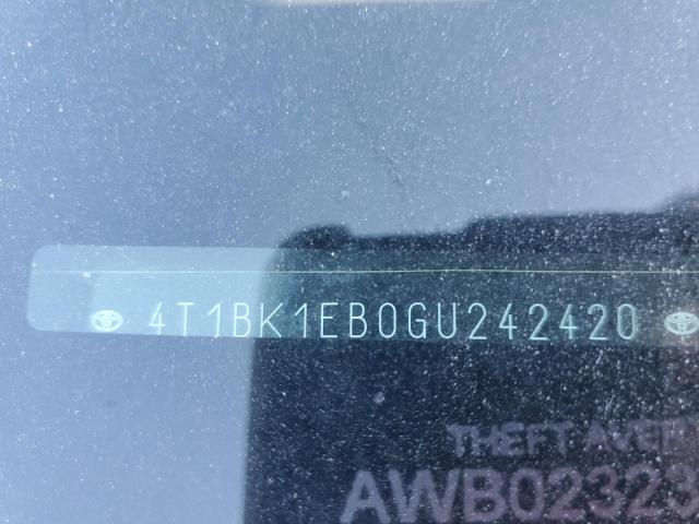 4T1BK1EB0GU242420 - 2016 TOYOTA AVALON XLE WHITE photo 10