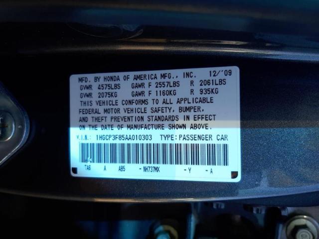 1HGCP3F85AA010303 - 2010 HONDA ACCORD EXL GRAY photo 10