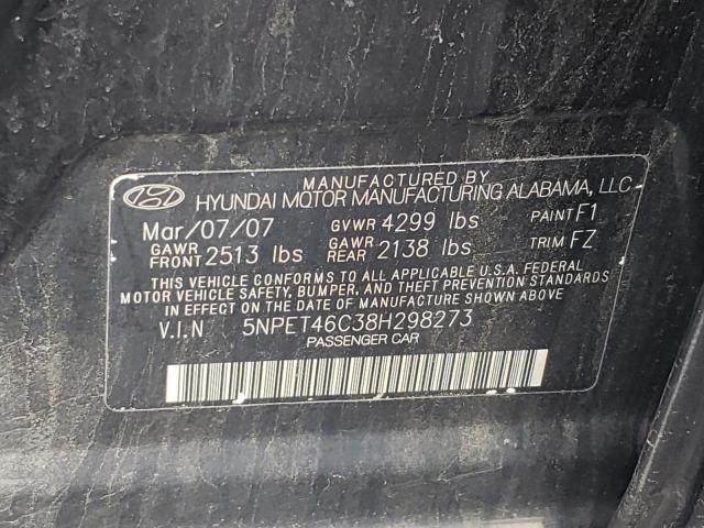 5NPET46C38H298273 - 2008 HYUNDAI SONATA GLS BLACK photo 10