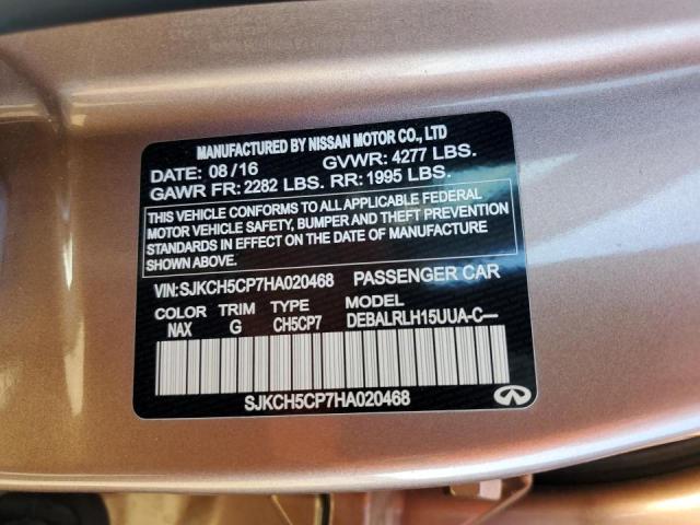 SJKCH5CP7HA020468 - 2017 INFINITI QX30 BASE TAN photo 10