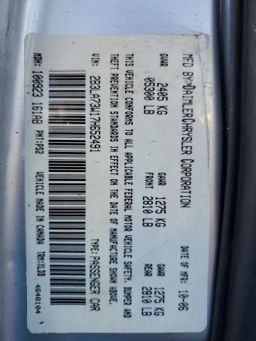 2B3LA73W17H652491 - 2007 DODGE CHARGER SR SILVER photo 10