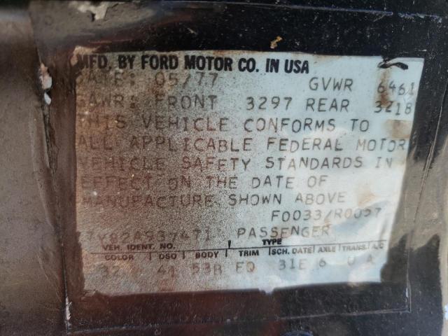 7Y82A937471 - 1977 LINCOLN CONTINENTA BLACK photo 10