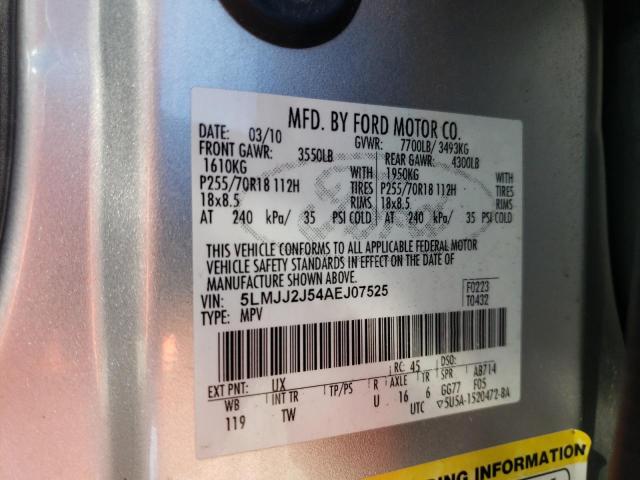 5LMJJ2J54AEJ07525 - 2010 LINCOLN NAVIGATOR 银色 照片 10