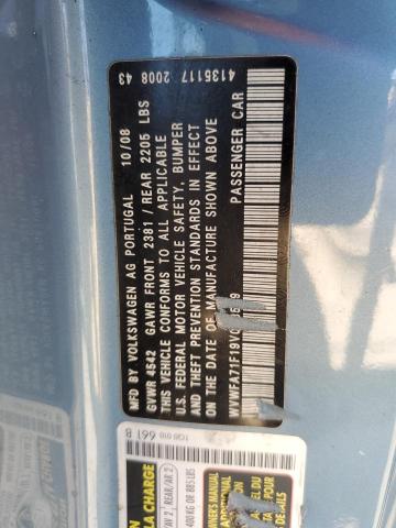 WVWFA71F19V013519 - 2009 VOLKSWAGEN EOS LUX Синьо-зелений фото 10