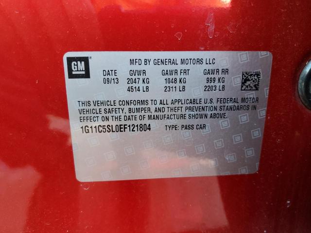 1G11C5SL0EF121804 - 2014 CHEVROLET MALIBU 1LT 红色 照片 10