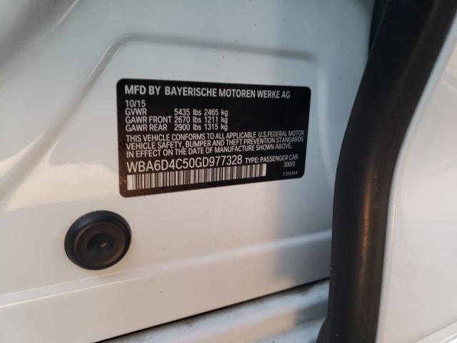 WBA6D4C50GD977328 - 2016 BMW 650 I GRAN WHITE photo 10