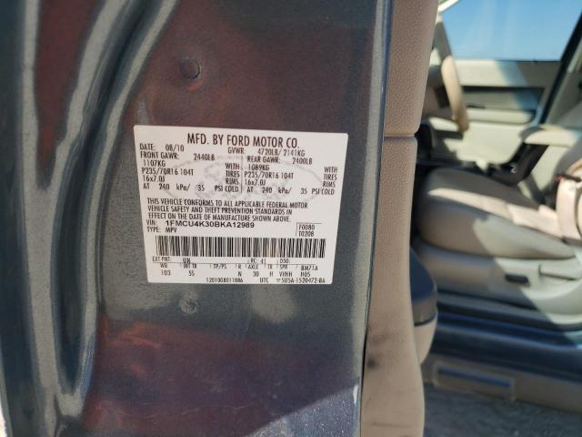 1FMCU4K30BKA12989 - 2011 FORD ESCAPE HYB BLUE photo 10