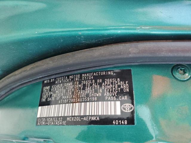 4T1BF28B54U359198 - 2004 TOYOTA AVALON GREEN photo 10