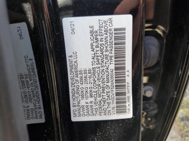 1HGCV1F52MA066042 - 2021 HONDA ACCORD EXL BLACK photo 10