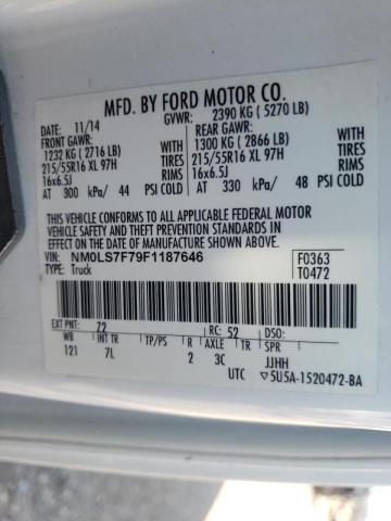 NM0LS7F79F1187646 - 2015 FORD TRANSIT CO WHITE photo 10