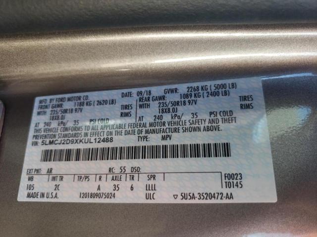 5LMCJ2D9XKUL12488 - 2019 LINCOLN MKC SELECT ბეჟი ფოტო 10