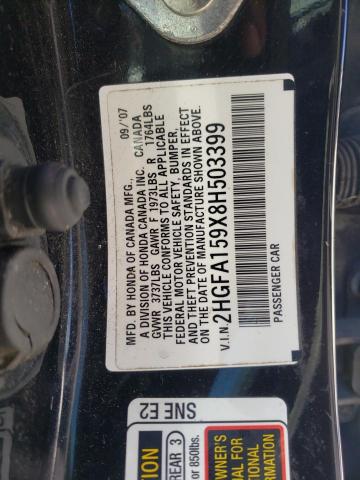 2HGFA159X8H503399 - 2008 HONDA CIVIC EXL Qara foto 10