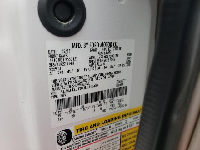 5LMJJ2JT0FEJ14509 - 2015 LINCOLN NAVIGATOR 白色 照片 10