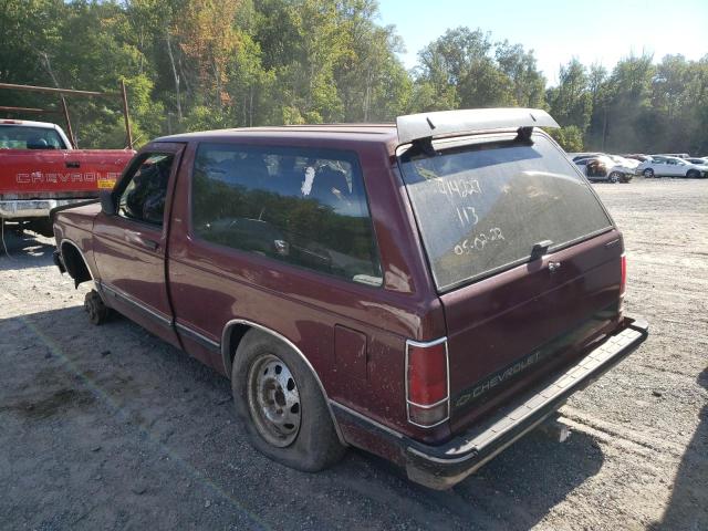 1GNCT18Z9M8258724 - 1991 CHEVROLET BLAZER S10 BURGUNDY photo 3