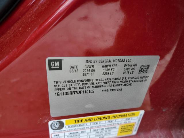 1G11D5RR7DF110109 - 2013 CHEVROLET MALIBU 1LT RED photo 10