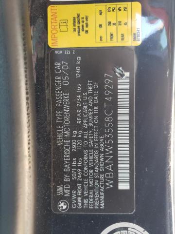 WBANW53558CT49297 - 2008 BMW 550 I BLACK photo 10