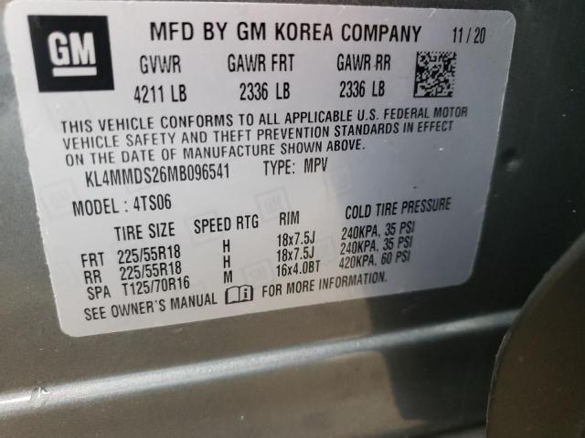 KL4MMDS26MB096541 - 2021 BUICK ENCORE GX GRAY photo 10