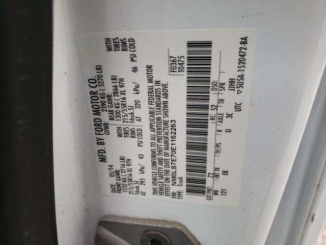 NM0LS7E70E1162263 - 2014 FORD TRANSIT CO WHITE photo 10