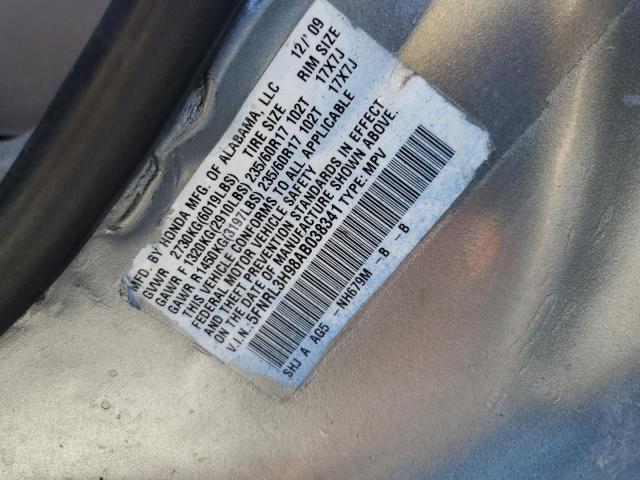 5FNRL3H98AB038341 - 2010 HONDA ODYSSEY TO SILVER photo 10