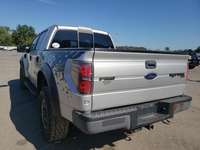 1FTFW1R63BFA37873 - 2011 FORD F150 SVT R SILVER photo 3