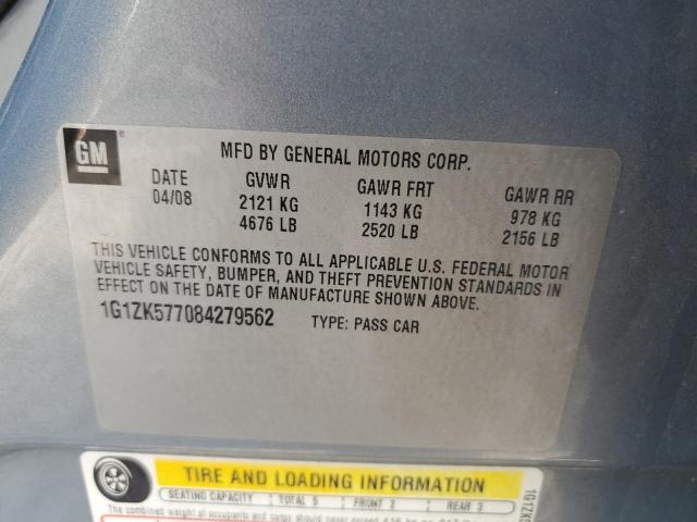 1G1ZK577084279562 - 2008 CHEVROLET MALIBU LTZ ლურჯი ფოტო 10