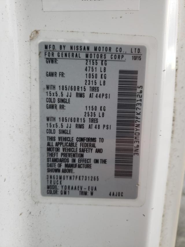 3N63M0YN7FK731265 - 2015 CHEVROLET CITY EXPRE Ağ foto 10