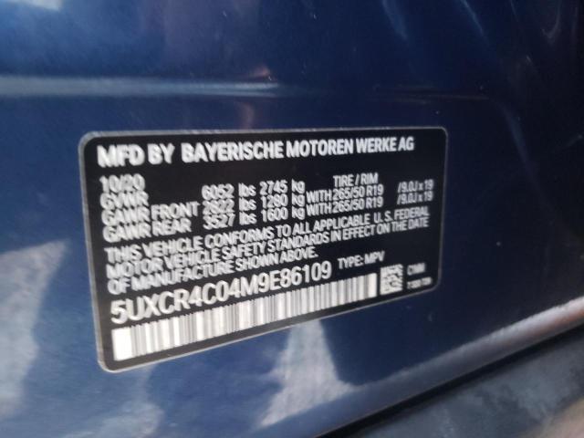 5UXCR4C04M9E86109 - 2021 BMW X5 SDRIVE BLUE photo 10