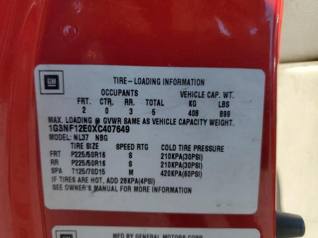 1G3NF12E0XC407649 - 1999 OLDSMOBILE ALERO GLS RED photo 10