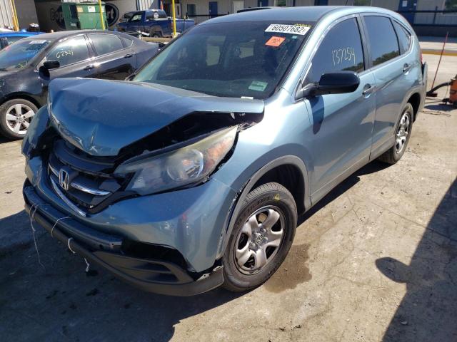 5J6RM3H3XEL022907 - 2014 HONDA CR-V LX BLUE photo 2