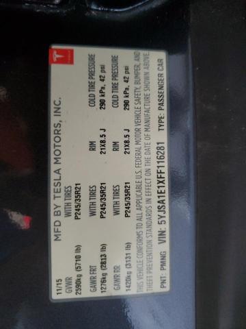 5YJSA1E1XFF116281 - 2015 TESLA MODEL S Գրաֆիտ լուսանկար 10