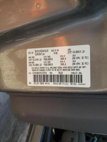 1D7HE48KX7S137310 - 2007 DODGE DAKOTA QUA TAN photo 10