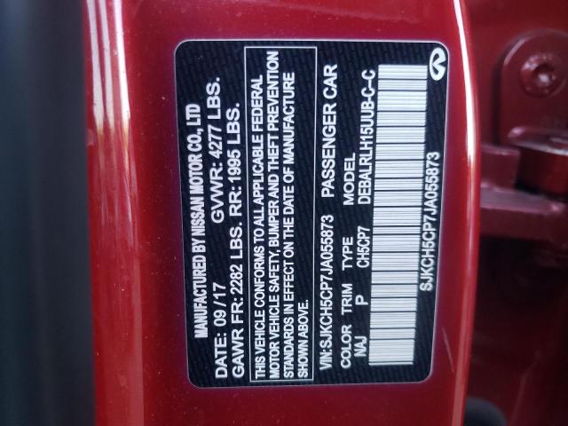 SJKCH5CP7JA055873 - 2018 INFINITI QX30 BASE BURGUNDY photo 10