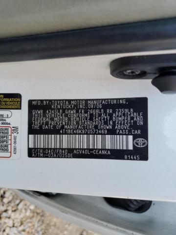 4T1BE46K97U573469 - 2007 TOYOTA CAMRY CE WHITE photo 10