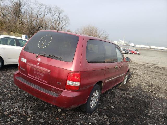 KNDUP131246506343 - 2004 KIA SEDONA EX BURGUNDY photo 4