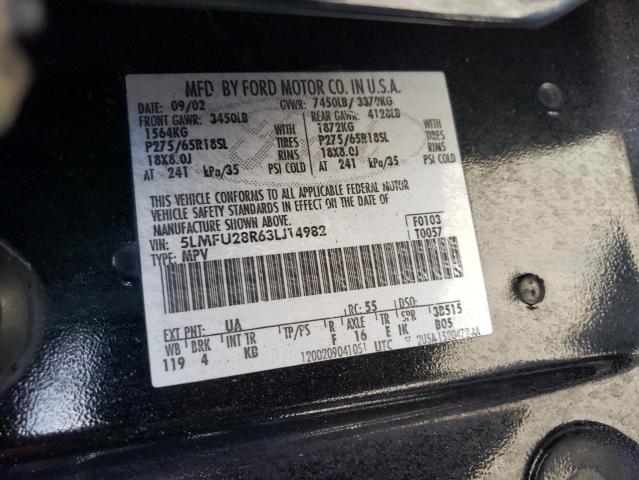 5LMFU28R63LJ14982 - 2003 LINCOLN NAVIGATOR 黑色 照片 10