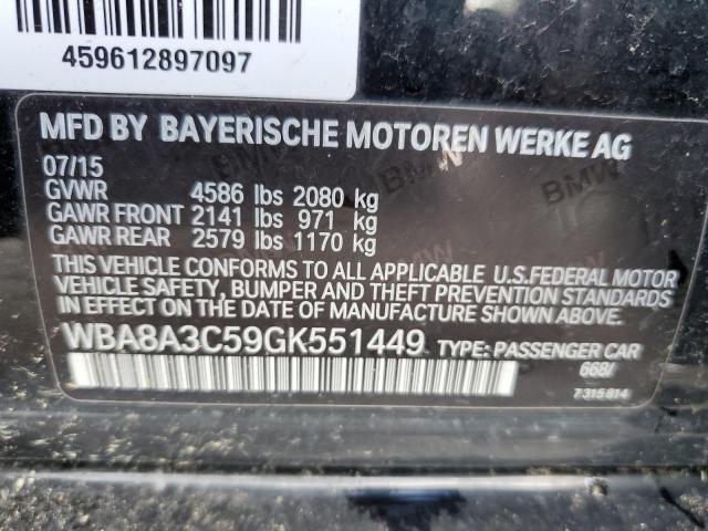 WBA8A3C59GK551449 - 2016 BMW 320 XI BLACK photo 10