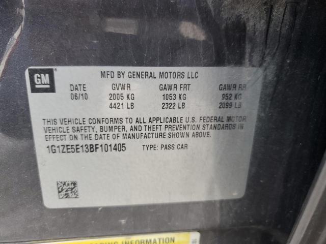 1G1ZE5E13BF101405 - 2011 CHEVROLET MALIBU LTZ ნაცრისფერი ფოტო 10