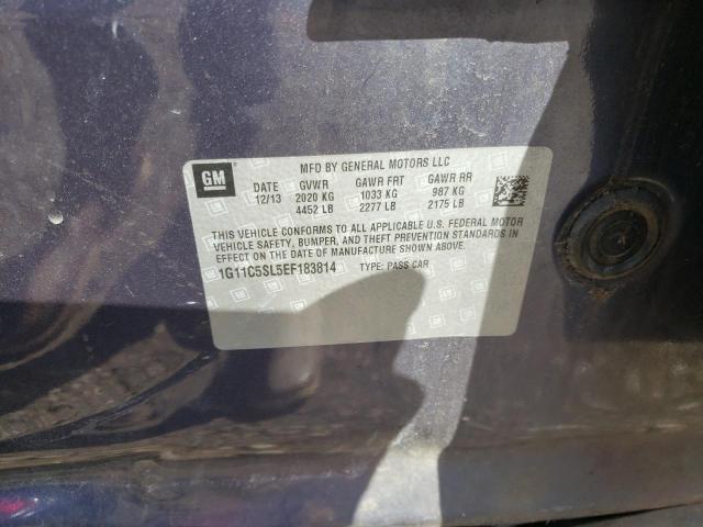 1G11C5SL5EF183814 - 2014 CHEVROLET MALIBU 1LT ლურჯი ფოტო 10